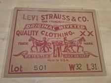 Vintage Levis Logo Store Display Wall Sign Wood Red Brown/Sand picture