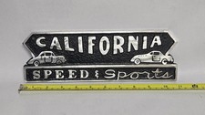 VINTAGE CAST ALUMINUM  CALIFORNIA  SPEED& SPORTS CAR CLUB PLAQUE  picture