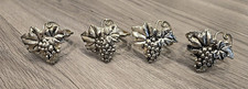 4 Vintage Silver Metal Wine Grape Vine Decor Cloth Napkin Rings Dinner Table picture