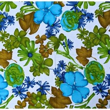 SALE 10+ Yds Vintage 1970's HAWAIIAN CREPE Floral FABRIC + Remnants Pillow Cover picture