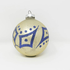 Vintage 1960s Glass Glitter Stencil Christmas Ornament ~ 2-1/2