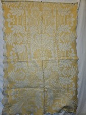 Vintage Victorian Style Linen Material Yellow & White 80