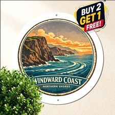 Cliffs Of Moher Ireland Coastal Landscape Travel Round Metal Sign Tin Plaque picture