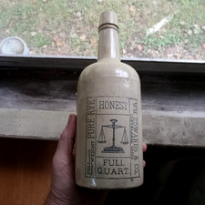 1890 EDWARDS & CO PURE RYE CLEVELAND EMB SCALES RARE STONEWARE WHISKEY BOTTLE picture