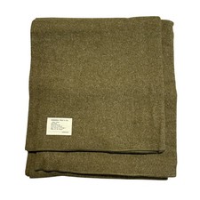 Vintage 1944 Marshall Field US Army Wool Blanket Olive Drab WWII Military USA picture