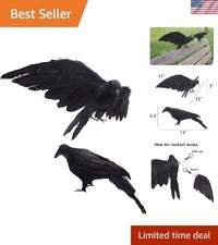 Creepy Realistic Black Crows (2-Pack) - Perfect for Halloween & -Round Decor picture