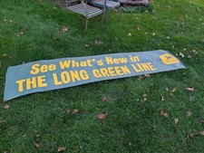 Vintage John Deere Tractor FARMING EQUIPMENT Advertising Sign Oil Cloth Banner  picture