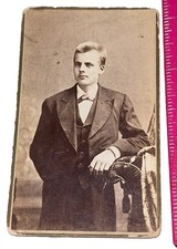 Fun Antique Cabinet Card Victorian Young Man Photo Photograph 4”   picture