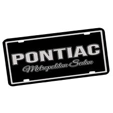 Pontiac Metropolitan Sedan Classic Car Black and Silver Aluminum License Plate picture