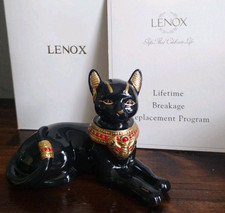Lenox Bastet Egyptian Black Cat Figurine 1998 Porcelain Vintage w/ Box picture