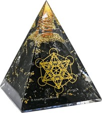 Amazing Gemstone Organite Orgone Pyramid Extra Large 105 MM - Metatron Cube Orgo picture