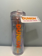 Dunkin Donuts 24 Oz Insulated Tumbler Acrylic Double Wall Orange Ice Drinks New picture