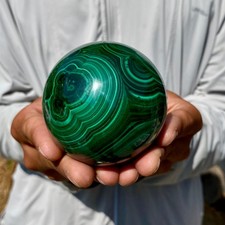 1.43LB Rare Natural Malachite quartz hand Carved sphere Crystal Healing picture