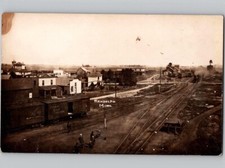 c1910 Birds Eye Chicago Western Trains Depot Stores Randolph Minnesota MN RPPC picture