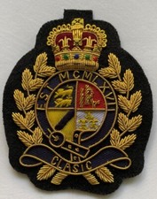 Vintage Hand-Embroidered Bullion Wire Blazer Badge picture