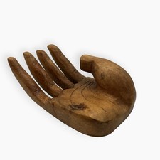Vintage Large Wooden Hand Carved Right Hand Human Sculpture 8in x 5in picture