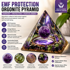 EMF Protection Orgonite Pyramid Amethyst Peridot Healing Crystal Energy Orgone picture