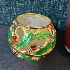 LENOX Holidays Christmas Metal Votive Holly Leaves & Berries New picture