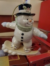LENOX Ornament 2011  SNOWMAN SNOWBOARDING Christmas Holiday Decor With Box picture