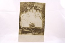 RPPC 4 Identified Oregon Ladies 4 HUGE Hats Umbrella Flowers White Gowns picture