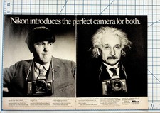 1987 Nikon N4004 Camera Ad Albert Einstein Original Vintage Print Ephemera picture