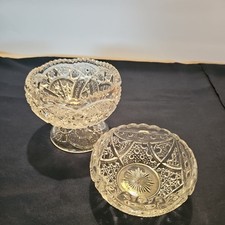 Vintage Set of 2  glass condiment dishes  4 inches. SEE PHOTOS/ Description  picture