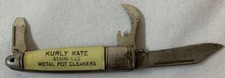vintage small Richards advertising pocket knife KURLY KATE METAL POT CLEANERS picture