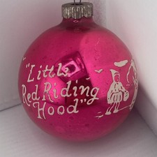 Vintage Shiny Brite Little Red Riding Hood Glass Christmas Ornament -pink - 2.5” picture