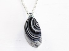 Fordite Necklace - 22.71mm x 12.36mm x 10.43mm - Silver Color Chain (N150) picture