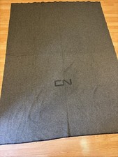 Vintage CN Canandian National Railway Wool Blanket Gray Black 58X80 In picture