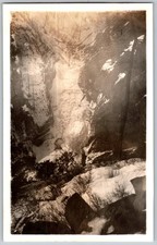 Vtg B&W Snapshot Snowy Winter Mountain Canyon Gorge Waterfall Scenic View 1920s picture