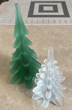 Vintage  Frosted Art Glass Christmas Tree Figurines - Set of 2 picture