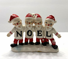 VINTAGE SHAFFORD JAPAN PORCELAIN FIGURINE W/ FOUR CAROLING SANTAS NOEL CHRISTMAS picture