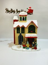 Vintage 1980 Enesco Musical Animated Christmas House Santa Sleigh Box E-6142 picture