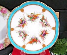 BWM 1850s  Antique porcelain cabinet plate hand painted raised gold shells picture