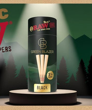 RAW Black Cones  1-1/4  Green Blazer | Slow Burning pre rolled papers-  100 Pack picture