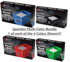 BCW MultiColor Short Comic Book Bin 4 Pack contains 1 Each  Black Blue Green Red picture