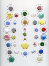 AMAZING 9 x 12 COLLECTOR'S CARD--35 TOTAL  (DESIGN IN GLASS) MOONGLOW buttons picture