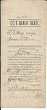 1894 QUIT CLAIM DEED, Louisville in Clay County, Illinois, IL, For 18 Acres picture