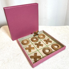 Vintage Kate Spade New York Pink Leather Tic Tac Toe Game Rare Home Collectible picture
