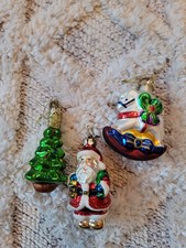 Vintage 2002 Thomas Pacconi Blown Glass Ornaments Set Of 3 picture