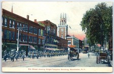 Manchester NH Elm Street Knight Templars Marching Parade Postcard c1910s picture