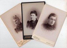 Lot of 3 Antique Cabinet Photos Lovely Victorian Women Collectible Backstamps picture