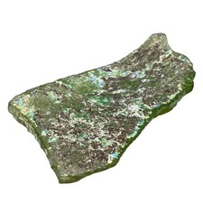 Authentic Ancient Roman Glass Shard Iridescent Green Artifact Shimmering Piece picture
