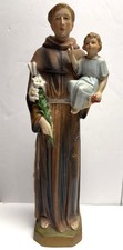 Vintage St. Anthony of Padua Catholic Priest Jesus Lily Religious Statue 12.5