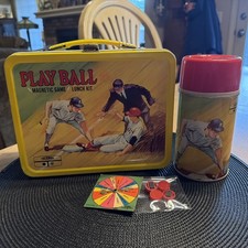 Rare 1969 Thermos Play Ball Magnetic Game Lunchbox & Thermos Excellent All Parts picture