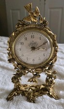 Rare Vintage Matson Hollywood Regency Wireless Alarm Desk Clock 24KT Gold Plated picture