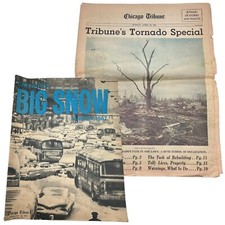 Original 1967 Chicago Tribune Special Editions Tornado & Snow Storm Ephemera picture