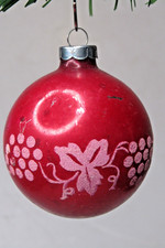 VTG pre WWII Glass Cluster GRAPE Stencil Picture BALL Christmas Ornament Corning picture