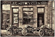 1916 ORANGE CALIF. INDIAN MOTORCYCLE DEALER 8X12 PHOTO VINTAGE SIDECARS GAS CART picture